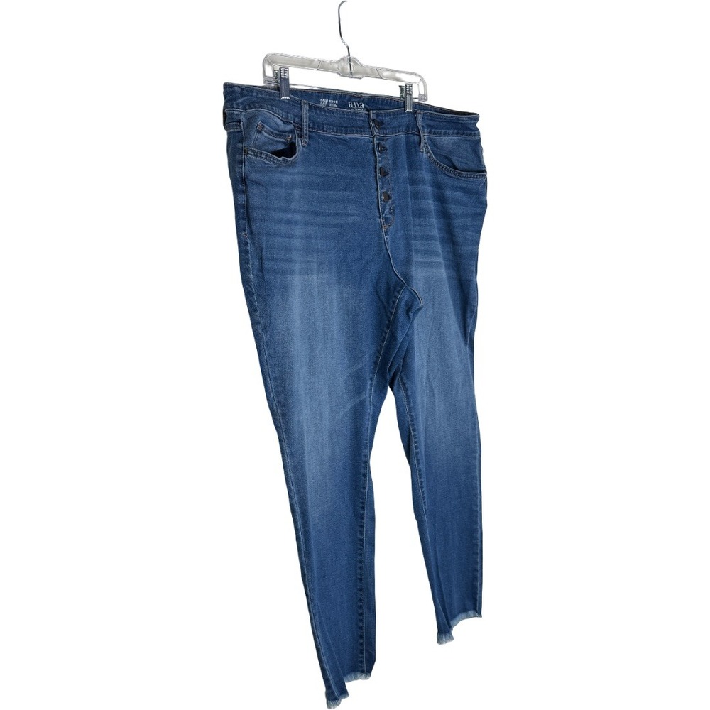 a.n.a High Rise Jegging Womens 22W Blue Button Fly Raw Hem Stretch Denim Jeans - Picture 5 of 9